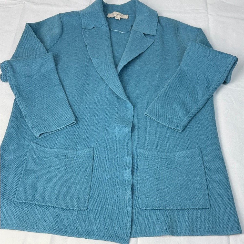 LOFT Teal Cardigan with Front Pockets